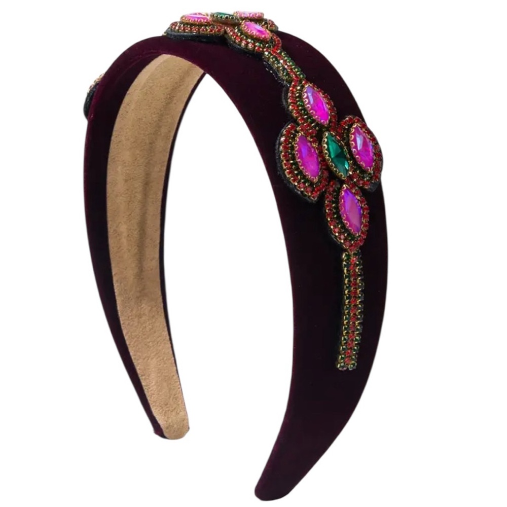 Purple Rhinestone Velvet Headband
